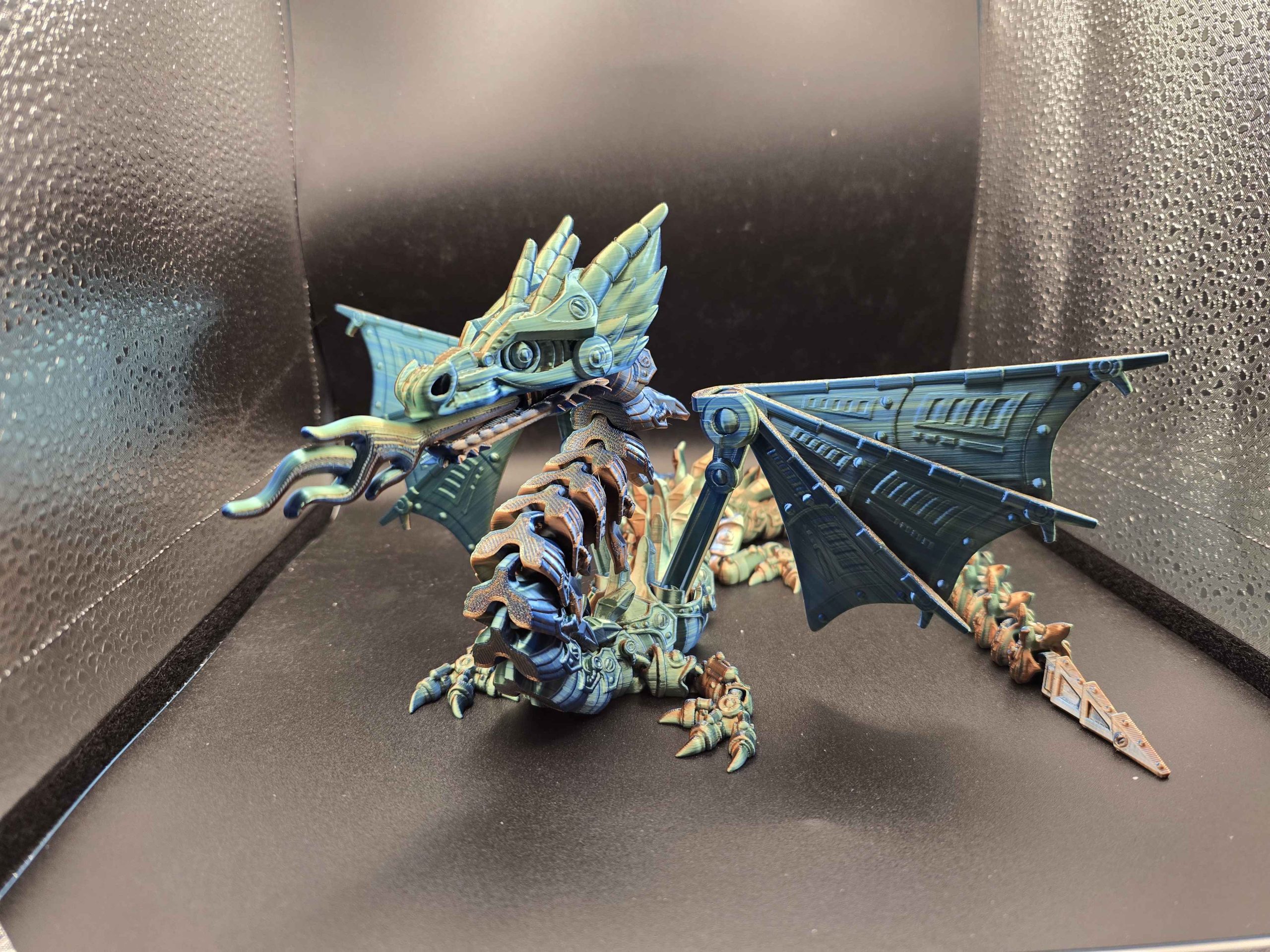 Cyber Flex Dragon Figurine - 24 in 3D Speciality Statues & Figurines, Cyberpunk Tech Fantasy Home Decor Desk Decor, Bendable Full Articulation Gamer Stuff, Cybernetics, Angular Sci-Fi Paneling, 360-Degree Motion, Stress Relief for Creators Display Accent