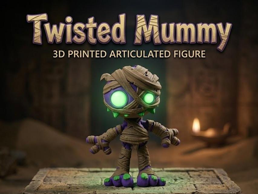 Plastic 3D Printed Twisted Mummy Figurine - Neon Claw Home Decor Ornaments, Spooky Collectible, Fidget Toy, Unique Gift for Fidgeters