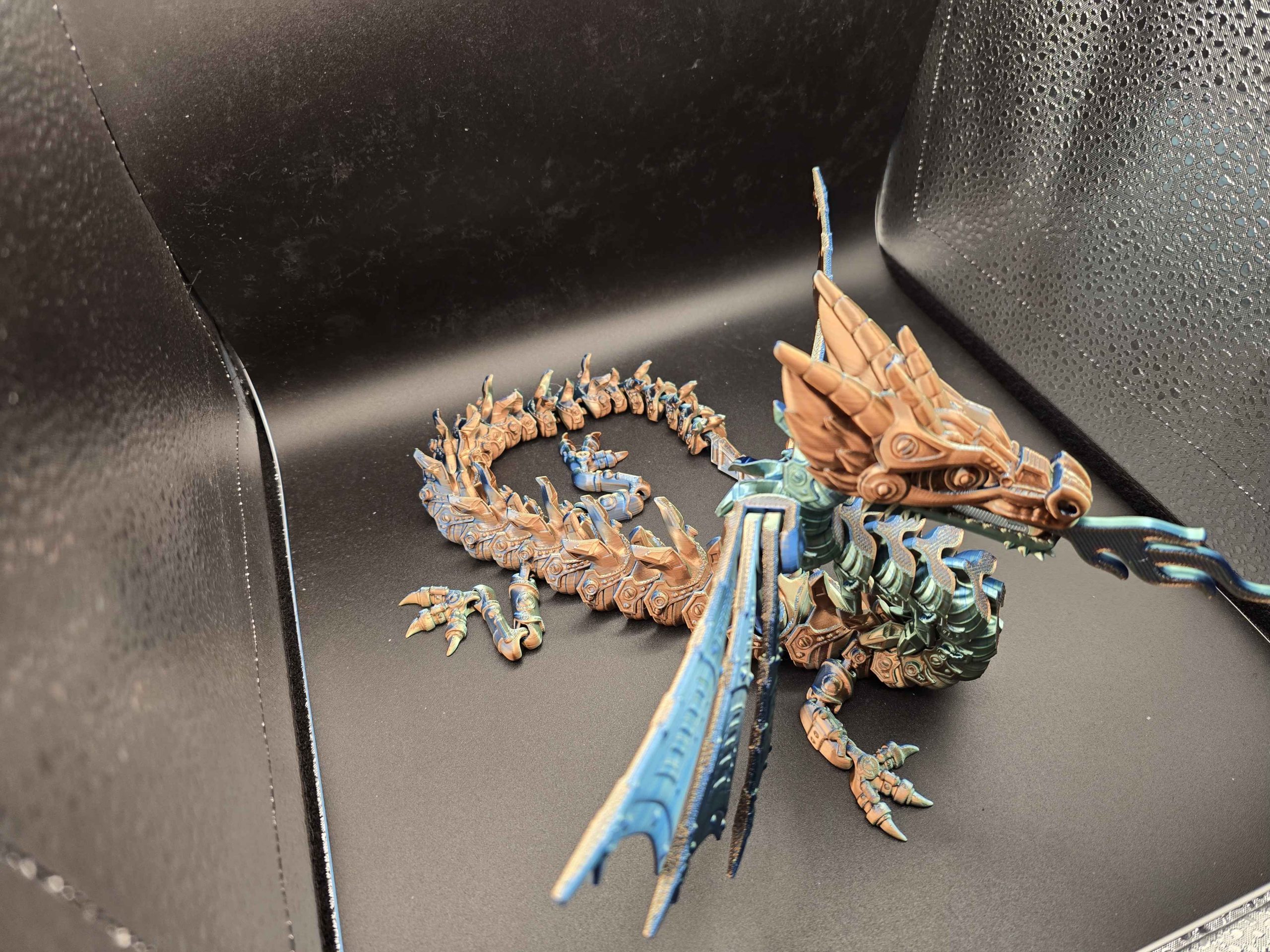 Cyber Flex Dragon Figurine - 24 in 3D Speciality Statues & Figurines, Cyberpunk Tech Fantasy Home Decor Desk Decor, Bendable Full Articulation Gamer Stuff, Cybernetics, Angular Sci-Fi Paneling, 360-Degree Motion, Stress Relief for Creators Display Accent