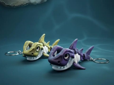 Flexi Shark Skeleton Keychain
