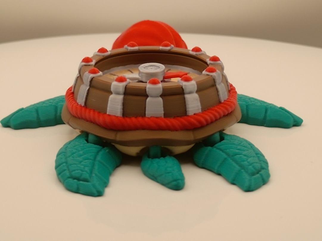3D Printed PLA Plastic Pirate Compass Turtle Figurine - Articulated Nautical Desk Decor, Aesthetic Desk Setup Fidget Companion, Fidget Flipper