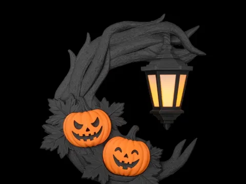 Crescent Moon Halloween Wreath