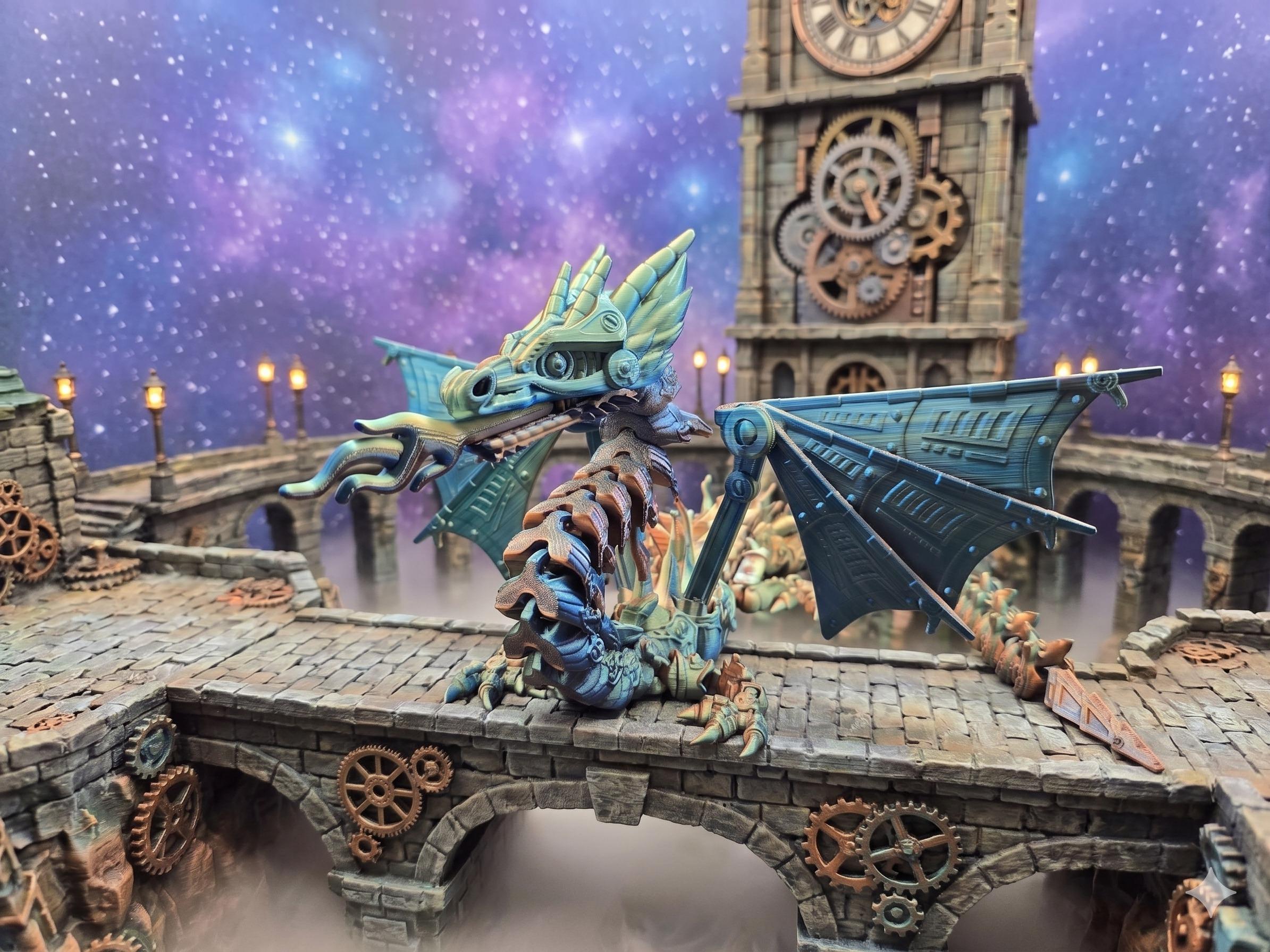Cyber Flex Dragon Figurine - 24 in 3D Speciality Statues & Figurines, Cyberpunk Tech Fantasy Home Decor Desk Decor, Bendable Full Articulation Gamer Stuff, Cybernetics, Angular Sci-Fi Paneling, 360-Degree Motion, Stress Relief for Creators Display Accent