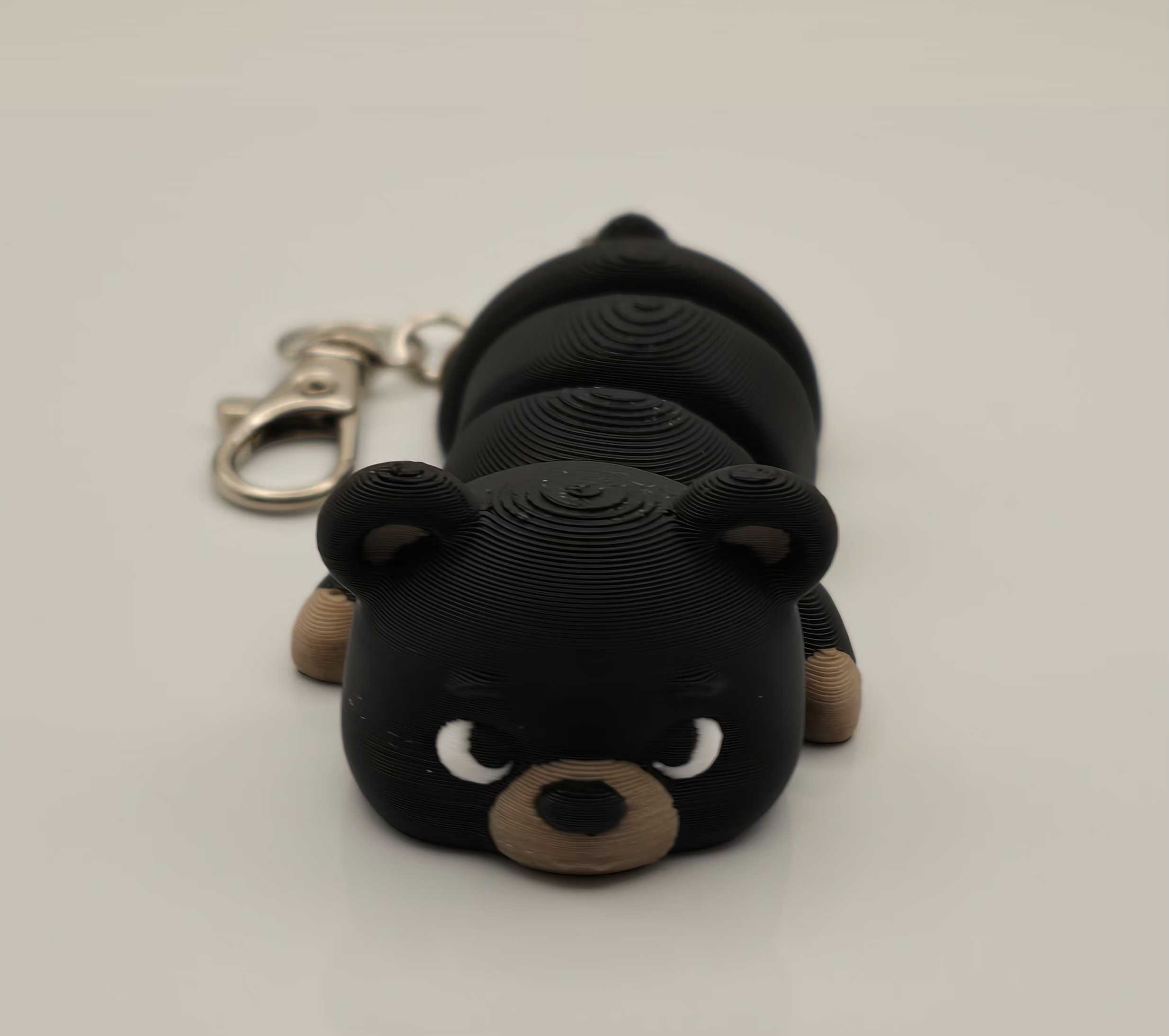 Kawaii 3D Printed Plastic Flexi Black Bear Alloy Keychain - 1-1.9in Articulated Tactile Fidget Toy with Flexible Joints, Solid Accents, Unisex Everyday Backpack Charm (Choking Hazard Small Parts) for Birthday Gifts, Kawaii Accessories