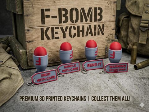F-Bomb Clicker Keychains with Customizable Tags