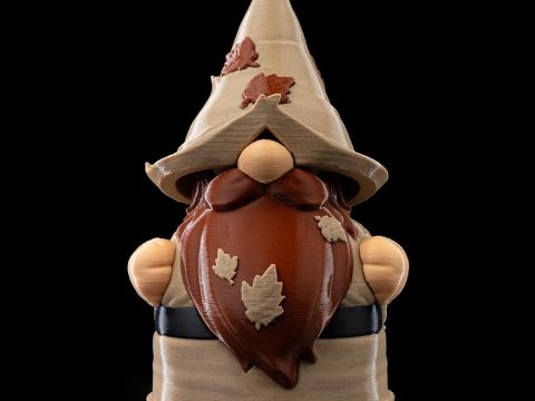 Mr. Acorn Gnome with Leaf-Print Hat