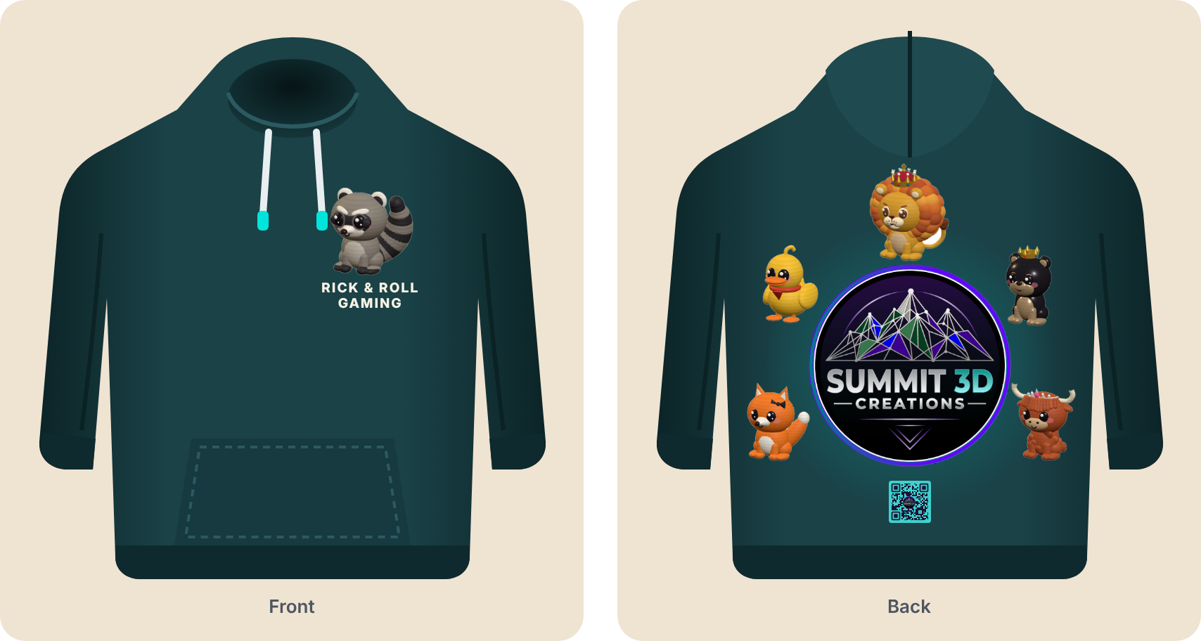 My Pal personalized hoodie, front and back, with Print Pals around the logo
