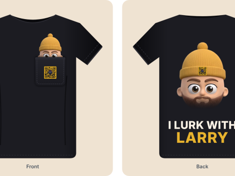 Pocket Larry tee, front and back